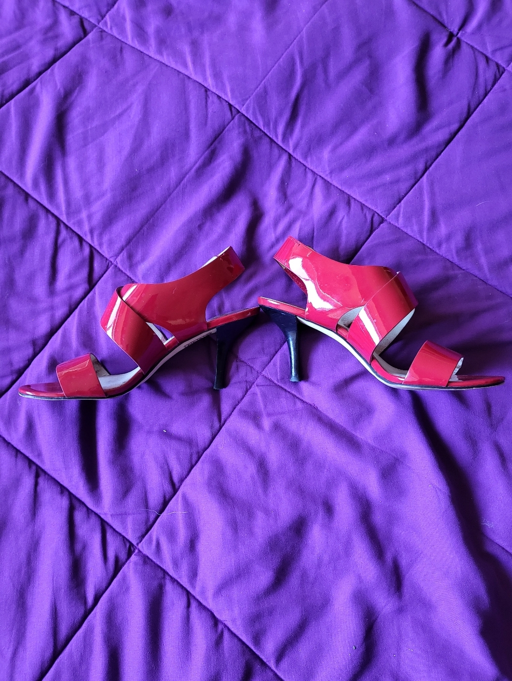 Michael Kors Red Patent Leather Slingback Heels - Picture 7 of 8